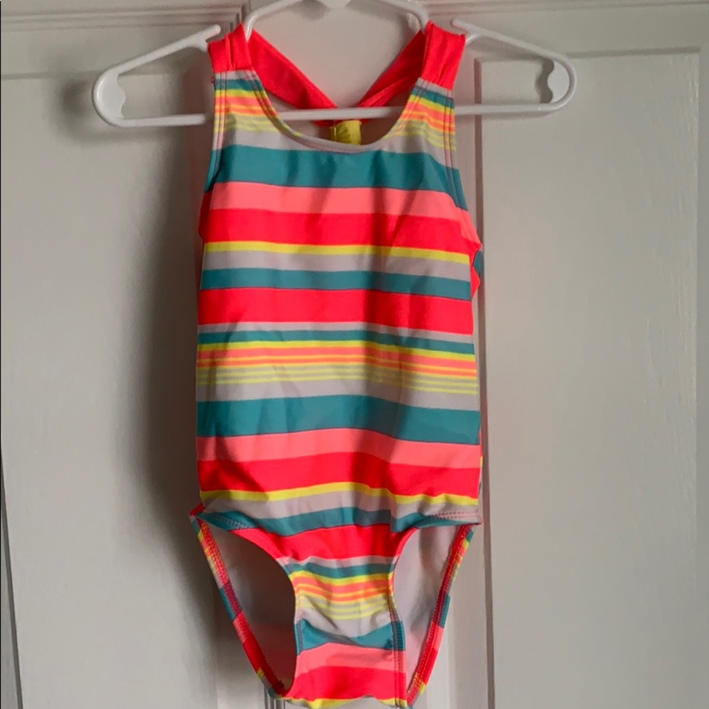 Neon striped one piece